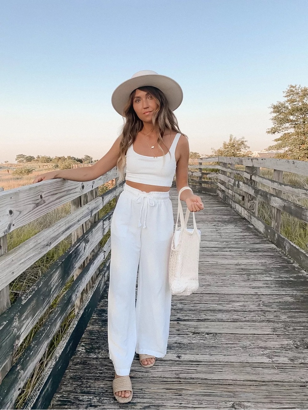 🌸Abound 100% cotton Pants Wide-Leg White Cotton Drawstring  size small